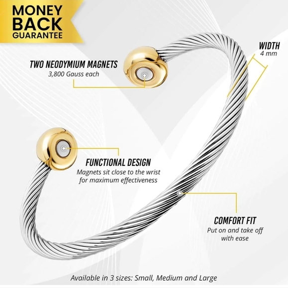 Twisted Cable Magnetic Bracelet Cuff - Picture 2 of 6
